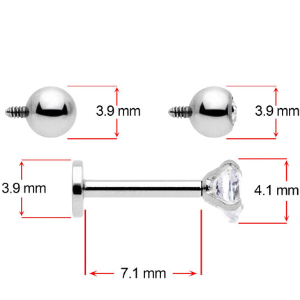 16G 5/16 Clear CZ Gem Variety Heart Labret Monroe Tragus