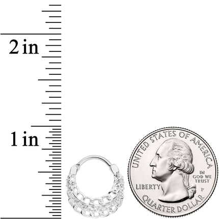 16G 3/8 Clear CZ Gem Chain Hinged Septum Ring