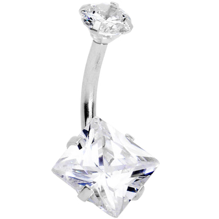 Clear Gem Round Rhombus Heart Star Belly Ring Set of 4