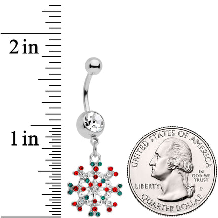 Red Green Gem Winter Blizzard Dangle Belly Ring