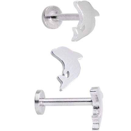 16G 5/16 Leaping Dolphins Labret Monroe Tragus Set of 4