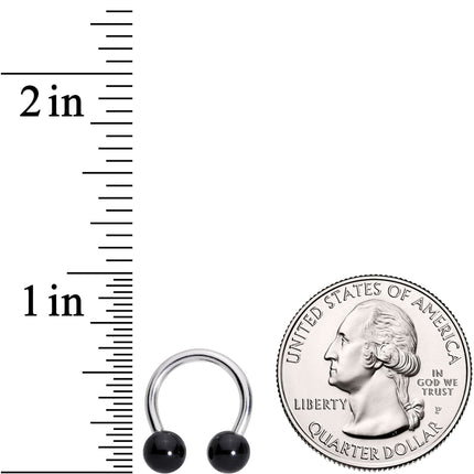 14G 3/8 Black Acrylic Ball Horseshoe Circular Barbell