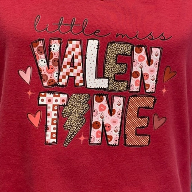 Hand Printed Upcycled Womens XL Little Miss Valentine Short Sleeve Tee Shirt