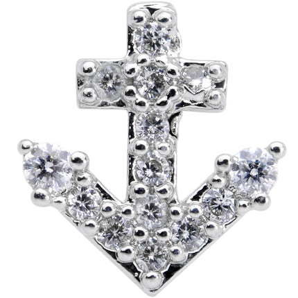 18G 5/16 Clear CZ Gem Nautical Anchor Cartilage Tragus Earring