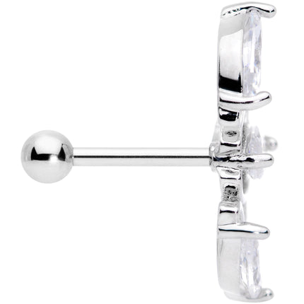 18G 5/16 Clear CZ Gem Geometric Crest Cartilage Tragus Earring