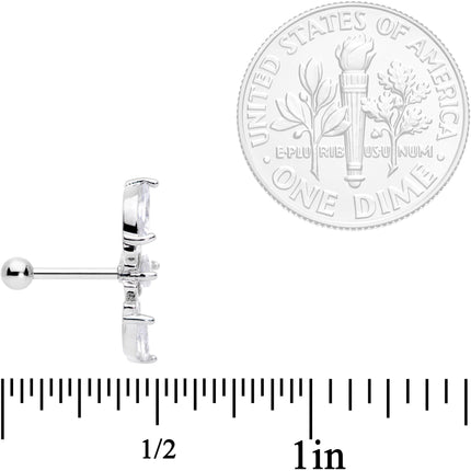18G 5/16 Clear CZ Gem Geometric Crest Cartilage Tragus Earring