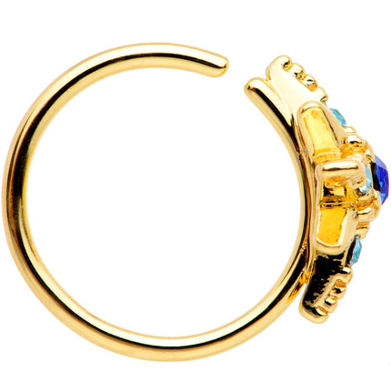 20G 5/16 Blue Gem Gold Tone Star Seamless Circular Ring