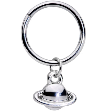 16G 3/8 Ringed Planet Saturn Dangle Hinged Segment Ring