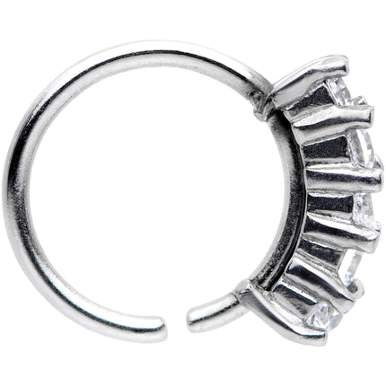 18G 5/16 Clear CZ Gem Crowning Glory Seamless Circular Ring