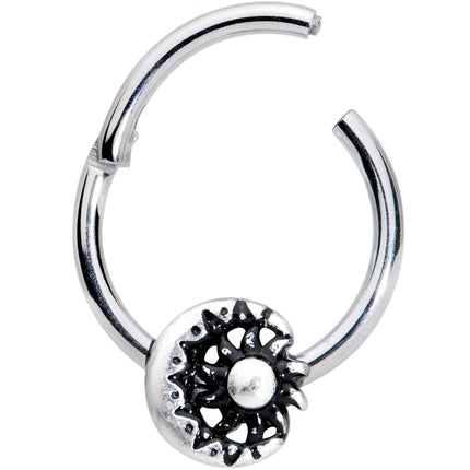 16G 3/8 Moon Cradling the Sun Hinged Segment Ring