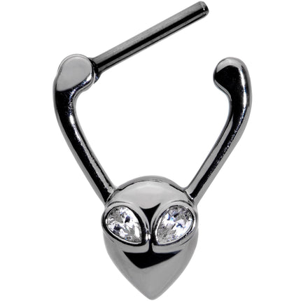 16G 5/16 Clear Gem Black Alien Invader Cartilage Clicker