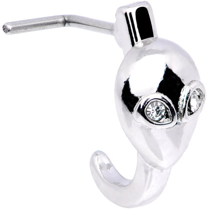 20G Clear Gem Alien Invader Faux Hoop L Shaped Nose Ring