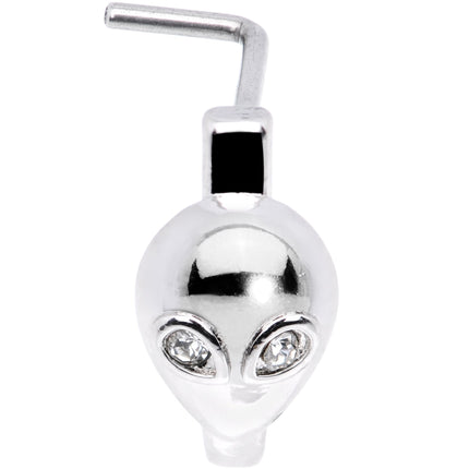 20G Clear Gem Alien Invader Faux Hoop L Shaped Nose Ring