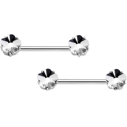 14G 9/16 1/2 Clear Gem Flower Horseshoe Barbell Nipple Ring Set