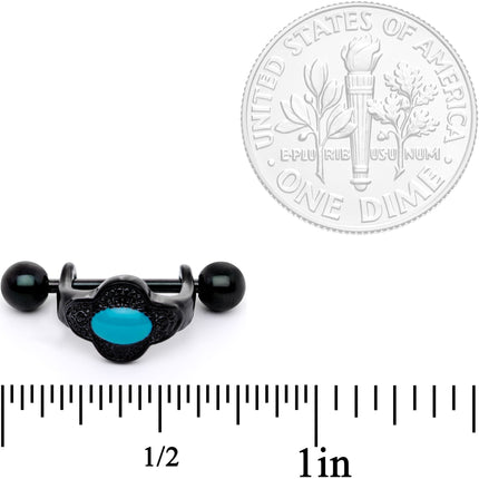 16G 1/2 Faux Turquoise Black Flower Cartilage Cuff