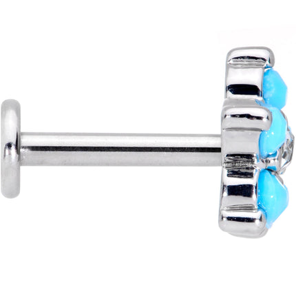 16G 5/16 CZ Gem Faux Turquoise Flower Internally Threaded Labret