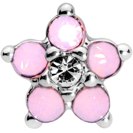 16G 5/16 CZ Gem Pink Faux Opal Flower Internally Threaded Labret
