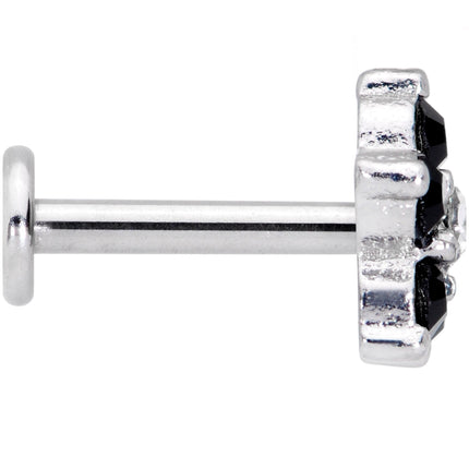 16G 5/16 CZ Gem Black Gem Flower Internally Threaded Labret