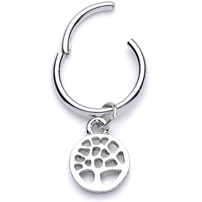 16G 3/8 Tree of Life Dangle Hinged Segment Ring