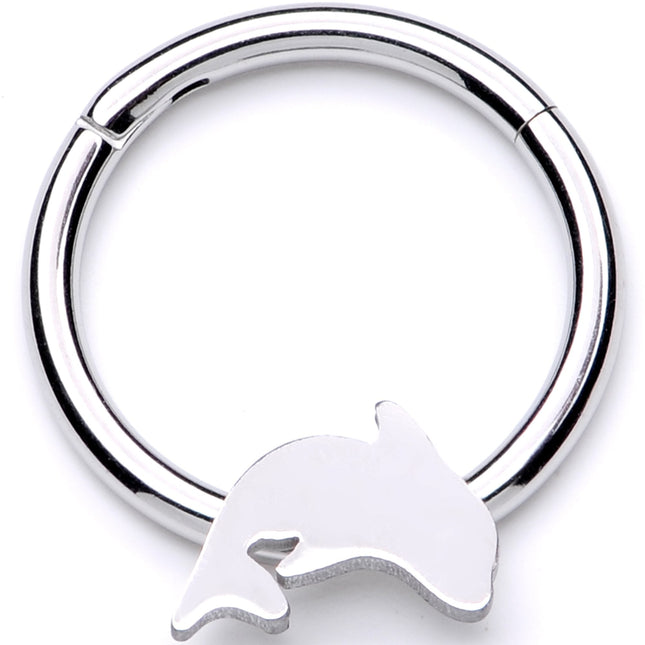 16G 3/8 Leaping Dolphin Hinged Segment Ring