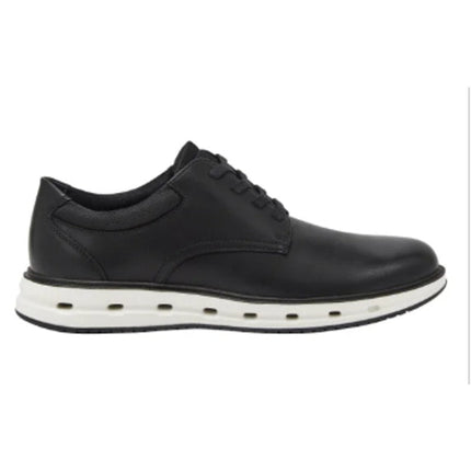 New In Box Lands End Mens Size 9.5 Black Faux Leather Lace Up Sport Oxford Shoes
