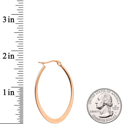 40mm Rose Gold Tone PVD Stainless Steel Oval Hoop Earrings