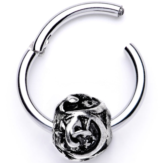 16G 3/8 Abstract Pattern Bead Hinged Segment Ring