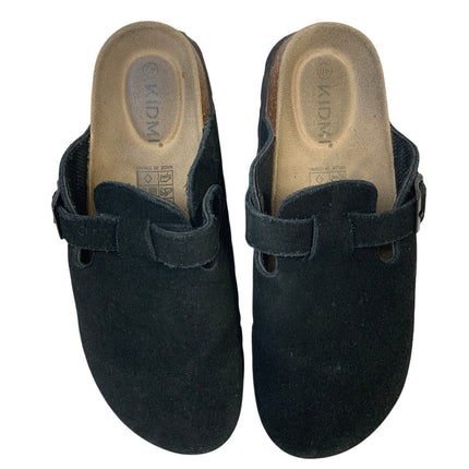 Kidmi Womens Size 8.5 Black Faux Suede Cork Clogs Closed Round Toe Slip On Shoes