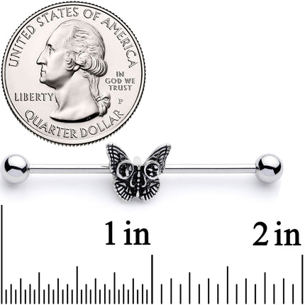 14G Death Mask Butterfly Industrial Barbell 38mm