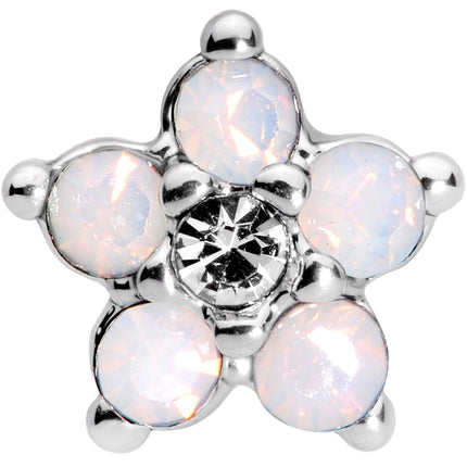 16G 5/16 White Faux Opal Internally Threaded Flower Labret