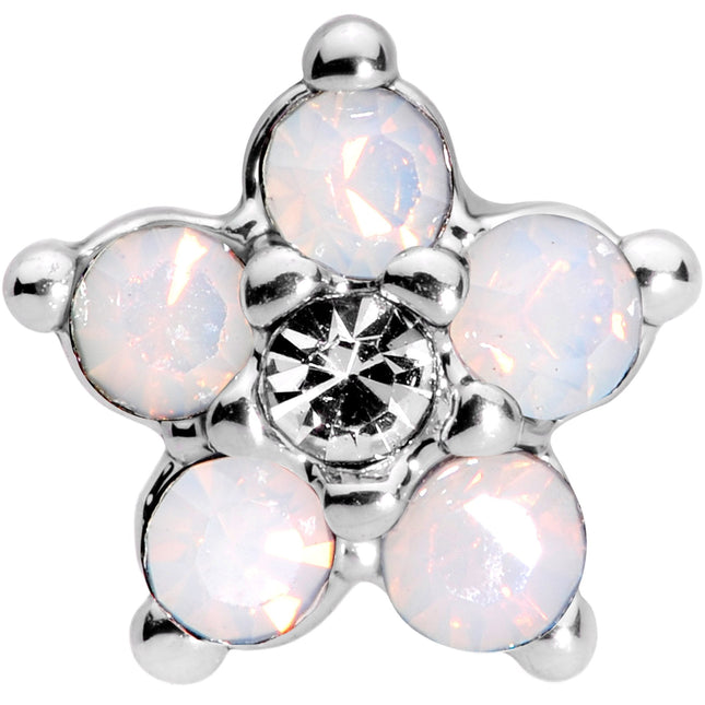 16G 5/16 White Faux Opal Internally Threaded Flower Labret