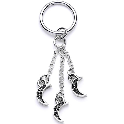 16G 3/8 Triple Crescent Moon Dangle Hinged Segment Ring