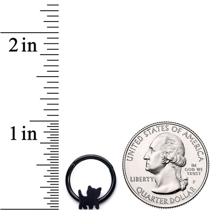 16G 3/8 Black Kitty Cat Hinged Segment Ring