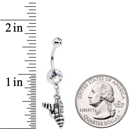 Clear Aurora Gem Mystery Ray Gun Dangle Belly Ring