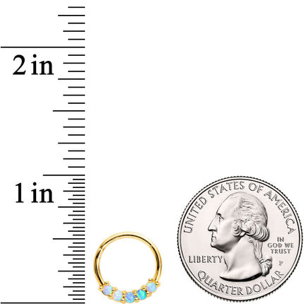16G 3/8 Five Synthetic Opal Gold Tone Hinged Segment Ring