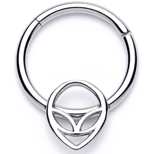 16G 3/8 Happy Smiling Alien Hinged Segment Ring