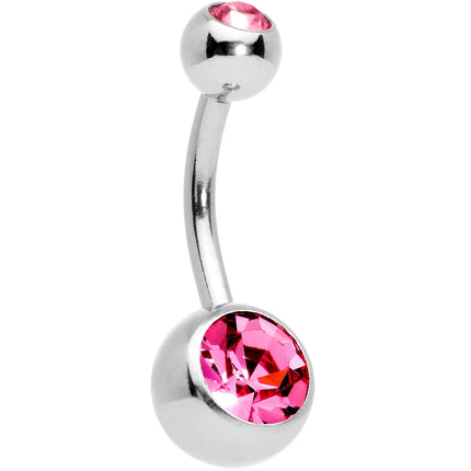 Pink Gem Valentines Day Winged Heart Belly Ring Set of 4