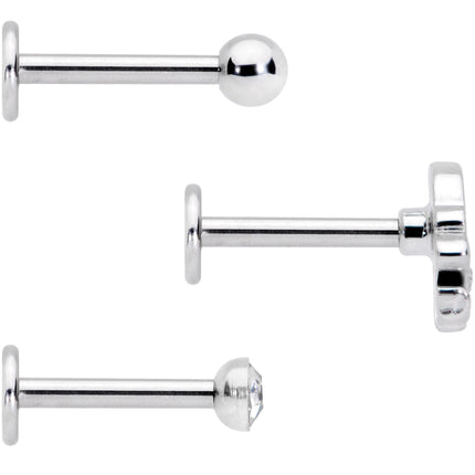 16G 5/16 Clear Gem Winter Penguin Labret Monroe Tragus Set of 3