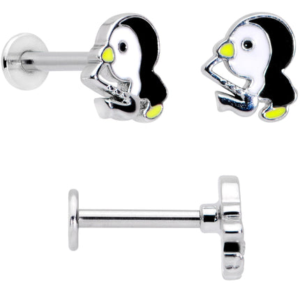 16G 5/16 Clear Gem Winter Penguin Labret Monroe Tragus Set of 3