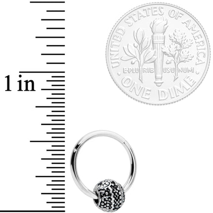 16G 3/8 Tiny Texture Pattern Bead Hinged Segment Ring