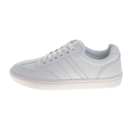 Perry Ellis Mens Size 12 White Faux Leather Lace Up Low Top Sneaker Shoes