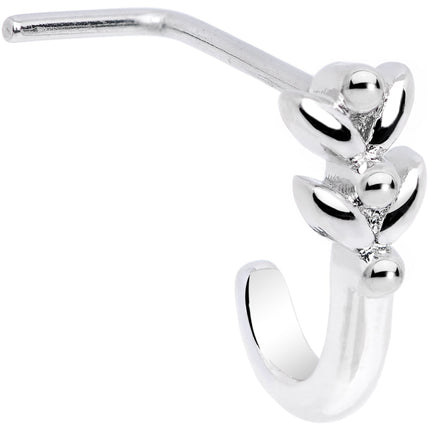 20G Twin Tulips Flower Faux Hoop L Shaped Nose Ring