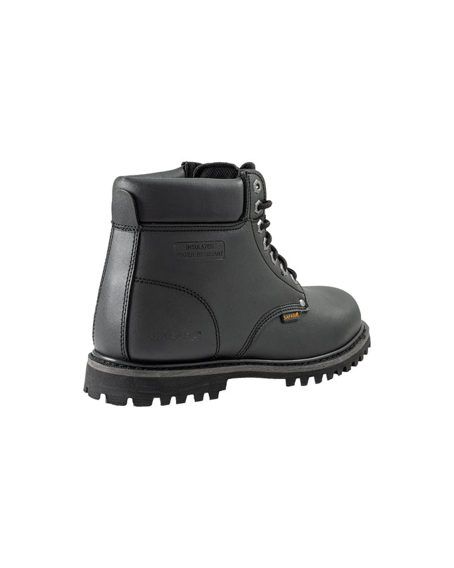 Safara Premium Black Leather 6" Steel Toe Water Resistant Work Boots [R662S]