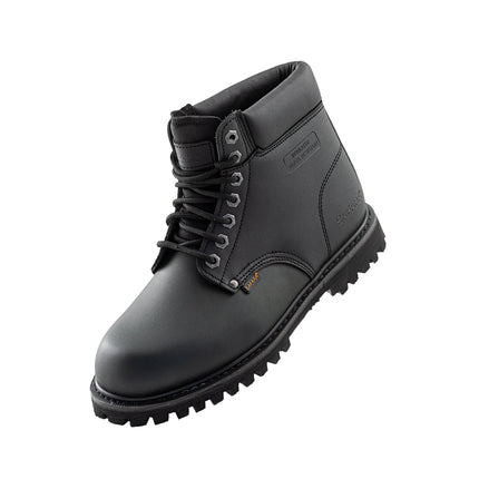 Safara Premium Black Leather 6" Water Resistant Work Boots [R6612]