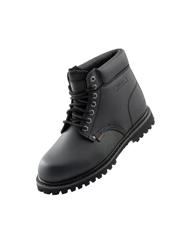 Safara Premium Black Leather 6" Steel Toe Water Resistant Work Boots [R662S]