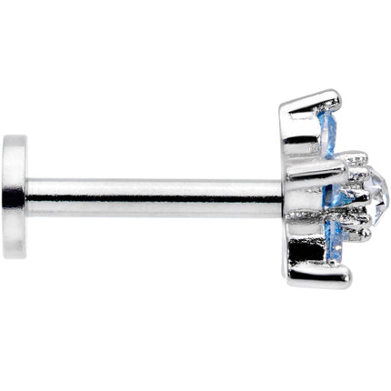 16G 5/16 Clear Blue CZ Gem Star Internally Threaded Labret Tragus