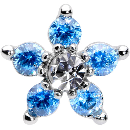 16G 1/4 Clear Blue CZ Gem Star Internally Threaded Labret Tragus