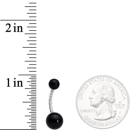 Black Pearlescent Totally Twisted Belly Ring