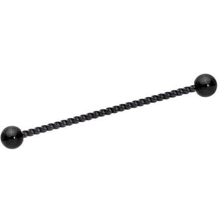 14G Tropic Blue Flower Black Twisted Industrial Barbell Set 38mm