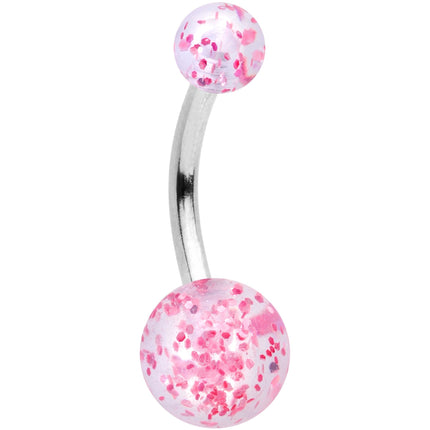 Aurora Gem Gold Tone Angel Wings Pink Confetti Belly Ring Set of 3